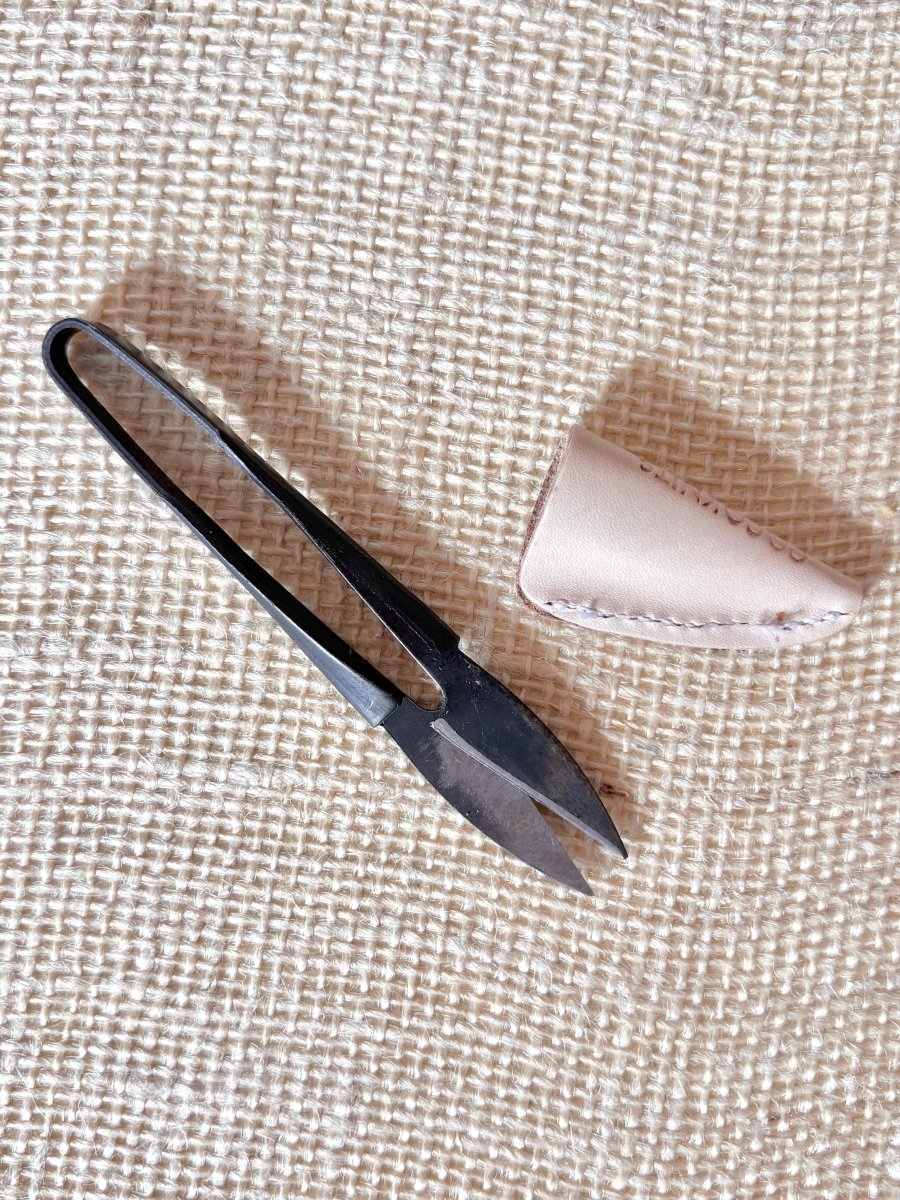 Black Steel Yarn Snips with Leather Point Protector - Made X Hudson