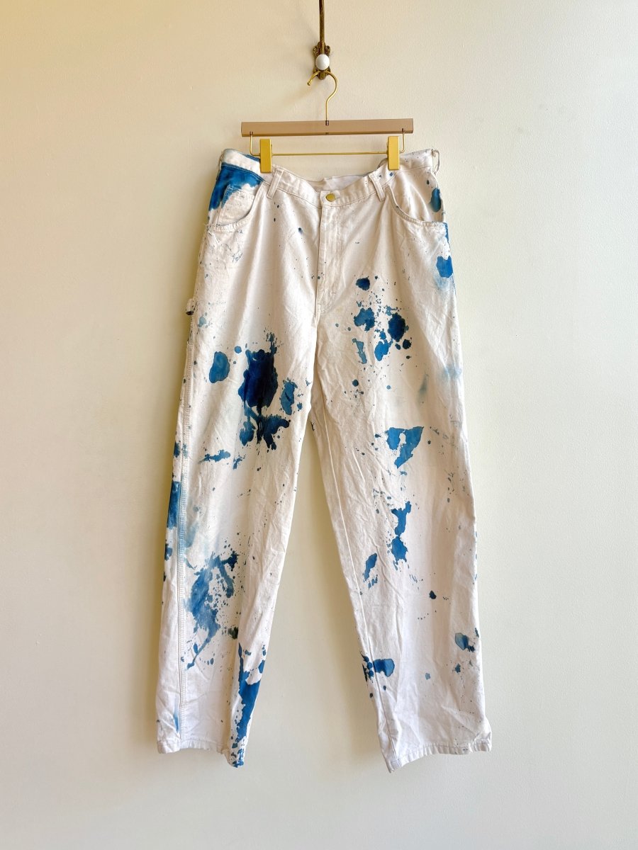 Blue & White Cyanotype Drop Cloth Work Pants (Reworked) - Made X Hudson