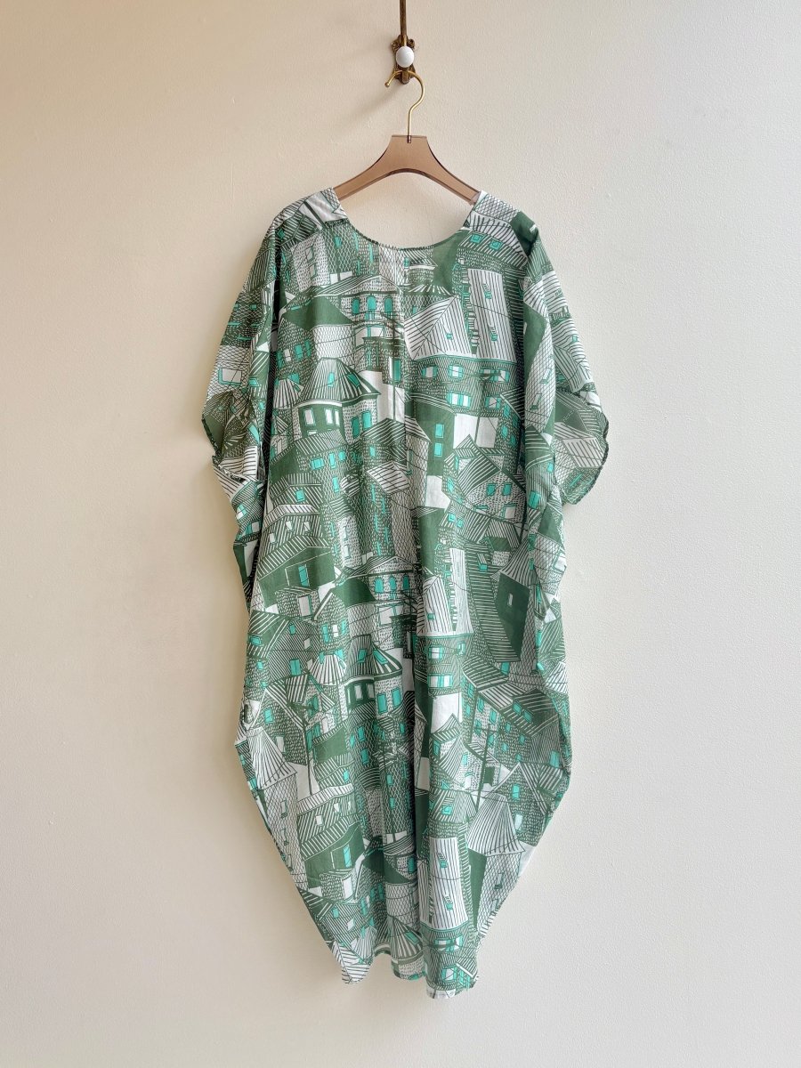 Green Village Print Kaftan - Made X Hudson