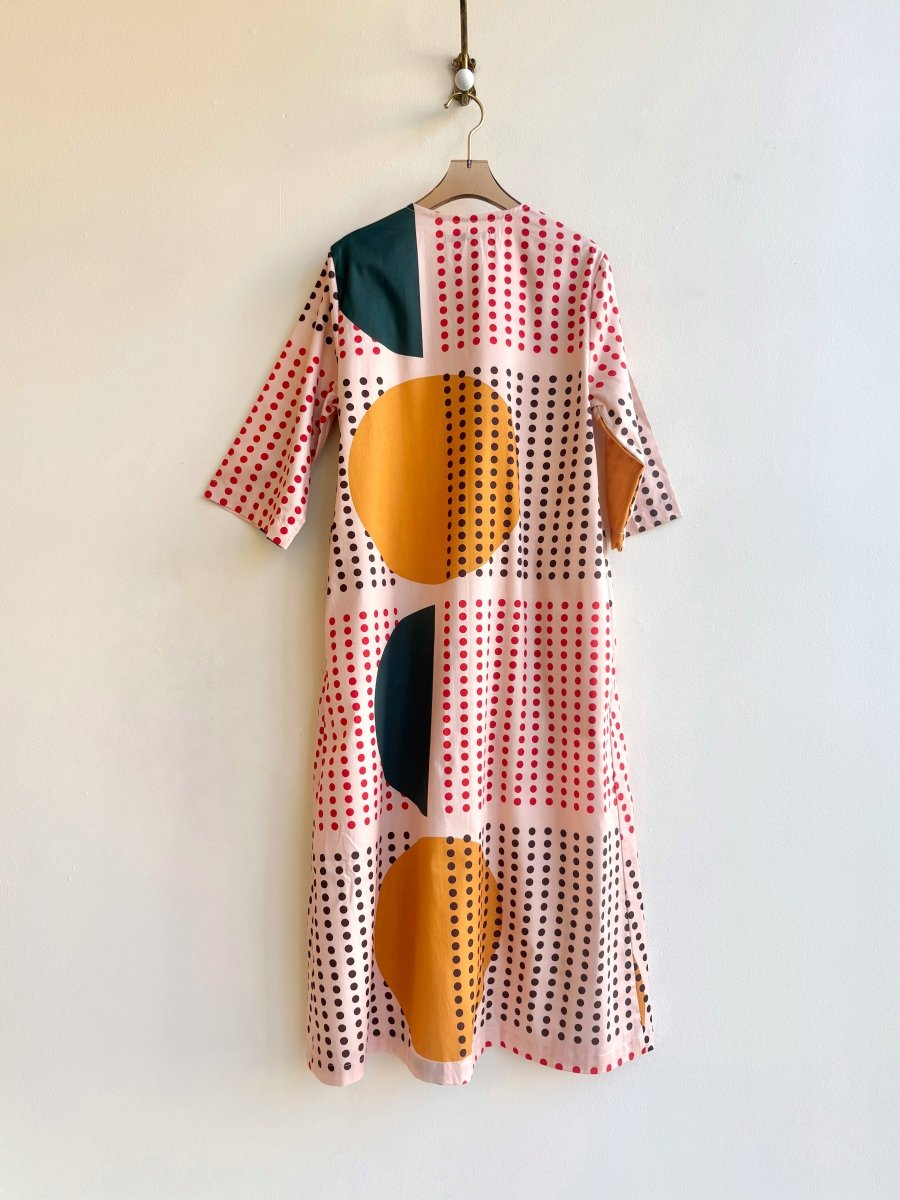Peach, Red, Green, Mustard Dotted Sunrise “Emilie” Dress - Made X Hudson