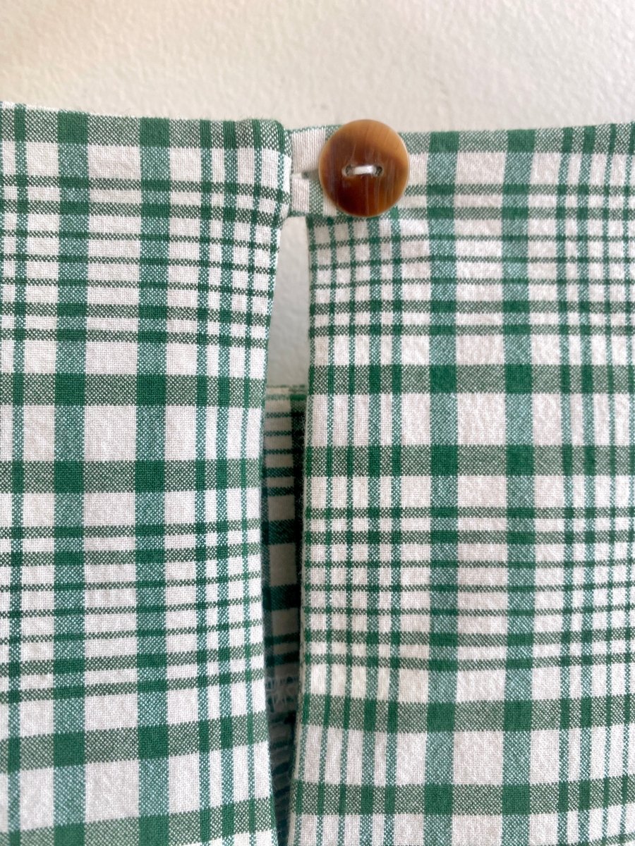 Green & Cream Plaid Handkerchief Hem Shirt w/ Patch Pockets - Made X Hudson