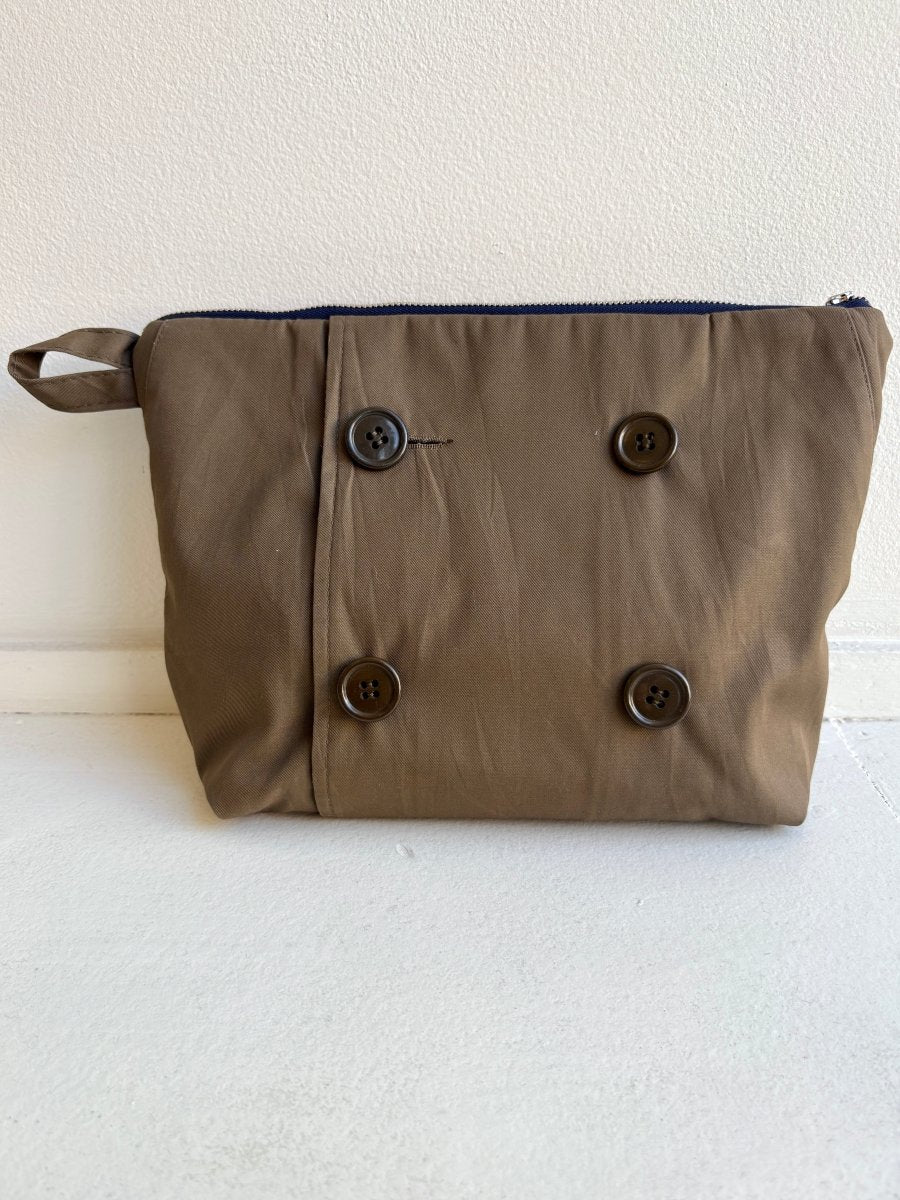 Olive Trench Coat Travel Pouch w/ Navy Zipper (Reworked) - Made X Hudson