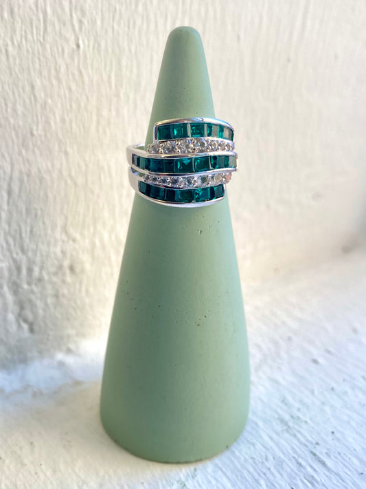 Emerald CZ Sterling Silver Ring