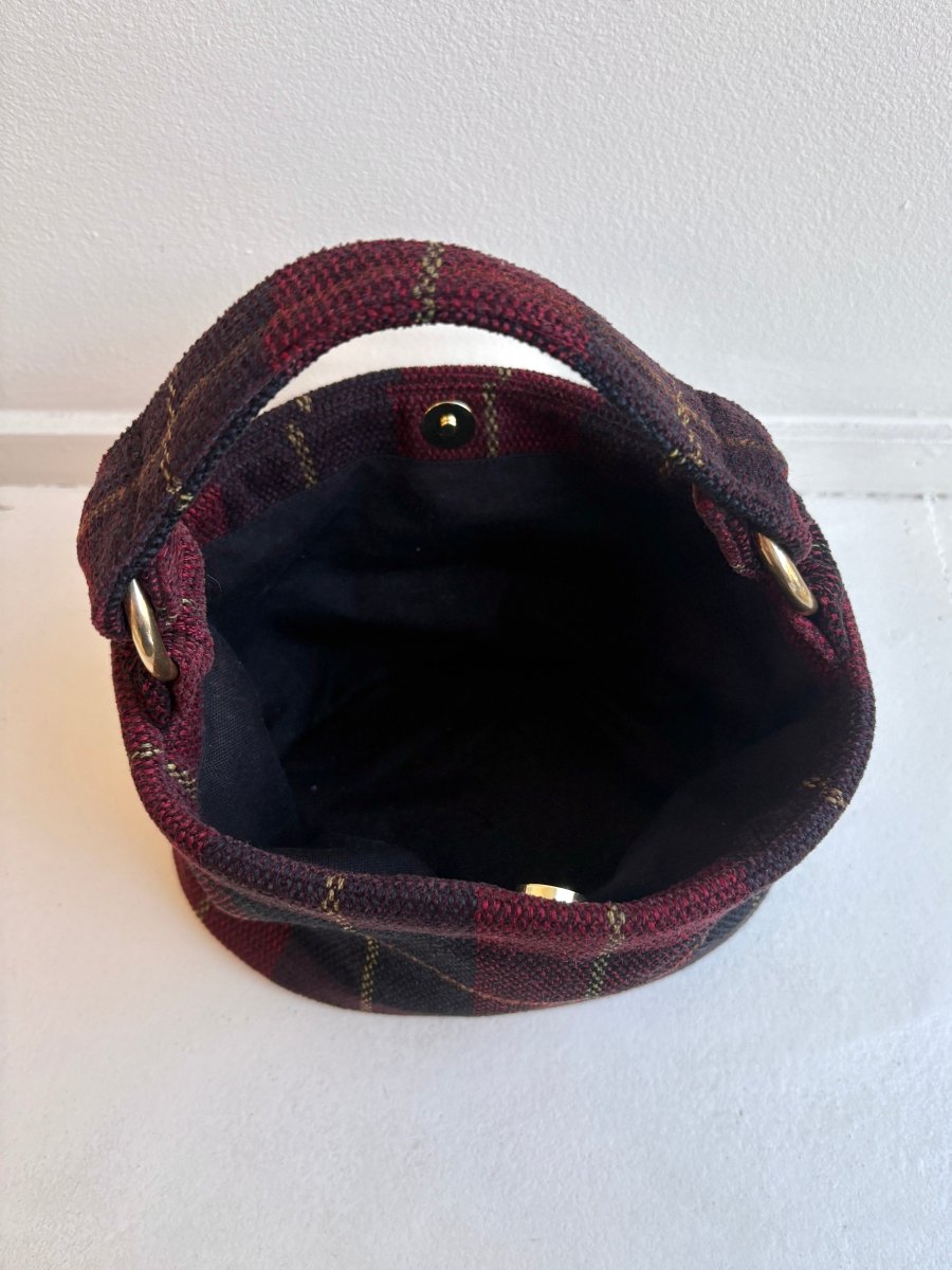 Mini Bucket Bag in Red, Black, and Yellow Plaid - Made X Hudson