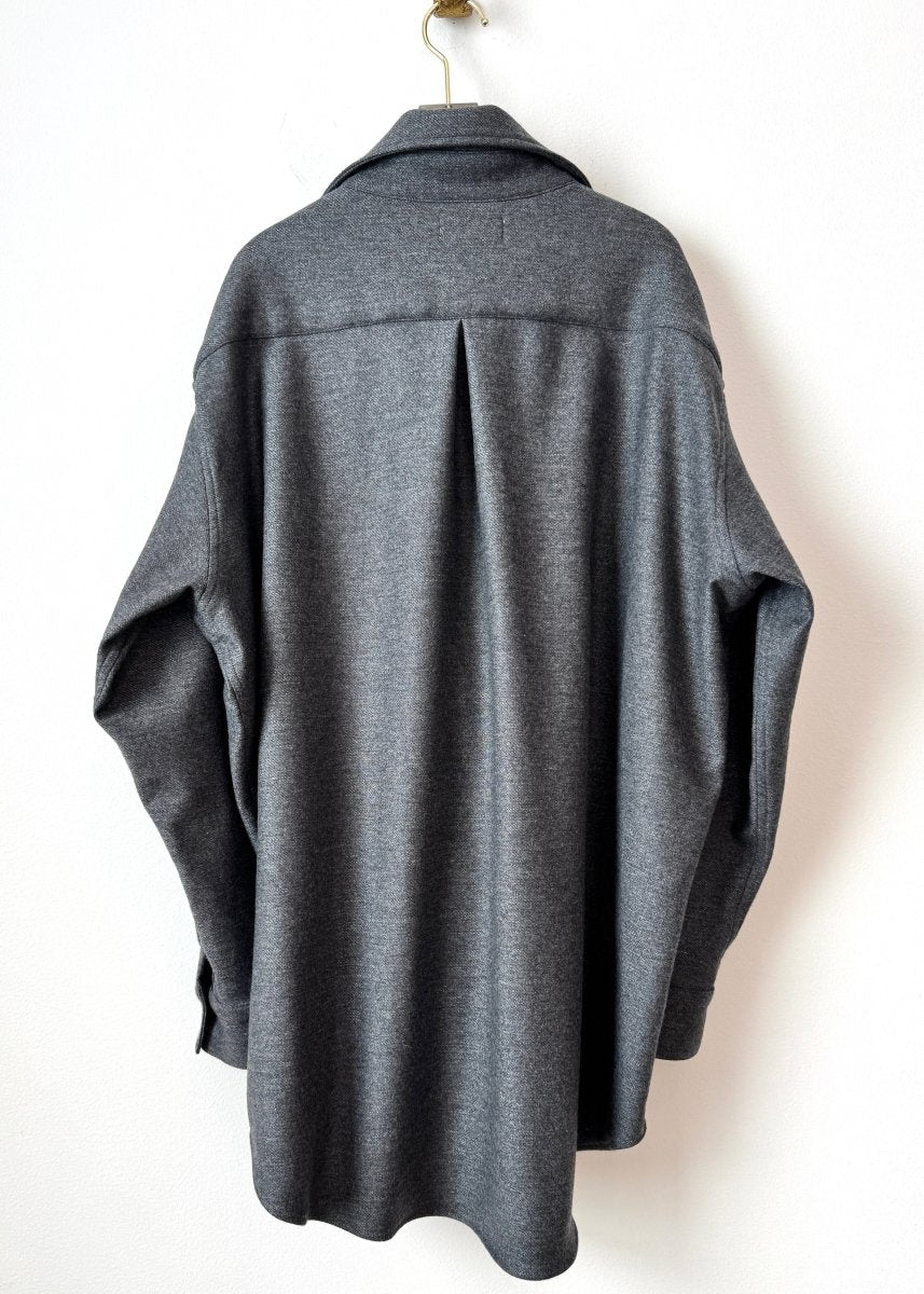 Utility Shirt Jacket Snap Up in Charcoal Wool - Made X Hudson