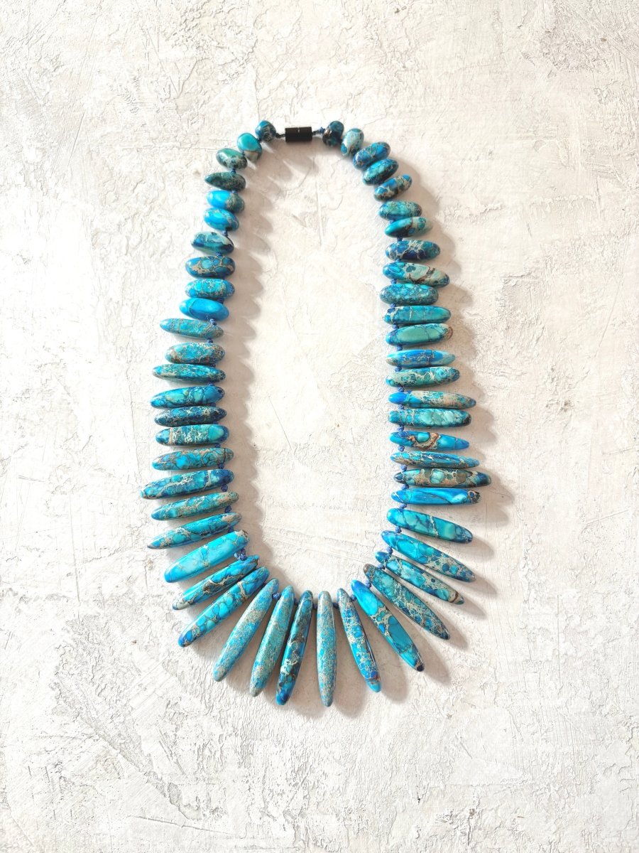 Pressed Sea Jasper Cleopatra Necklace (Vintage) - Made X Hudson