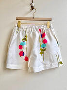 Mod Pink and Blue Poppy Floral Cream Town Shorts - Made X Hudson