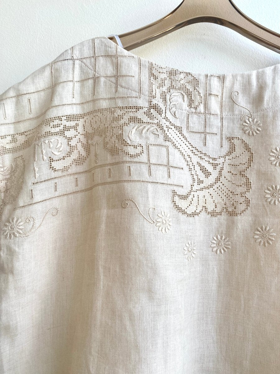 Tan Heirloom Embroidered Box Top - Made X Hudson