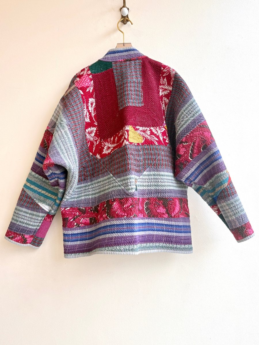 Reversible Ladhiya Quilted Jacket in Colors Deep Cyan, Mist Blue, Grey, Yellow & Purple, Ocher, Hibiscus, Teal - Made X Hudson