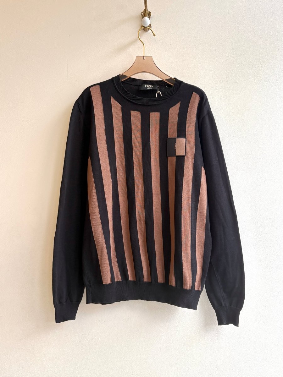 Fendi | Brown and Black Vertical Stripe Sweater (Vintage) - Made X Hudson
