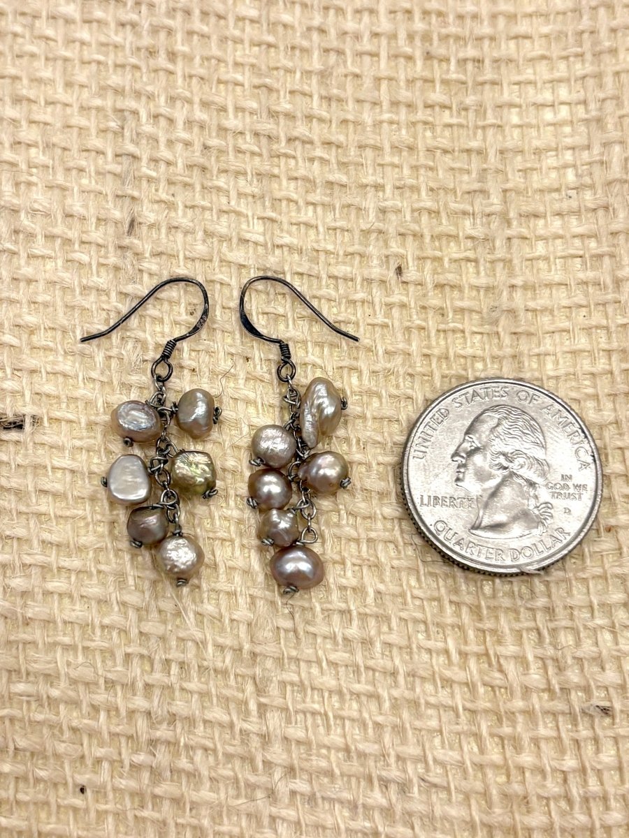 Sterling Silver & Cascading Freshwater Pearl Dangle Earrings (Vintage) - Made X Hudson