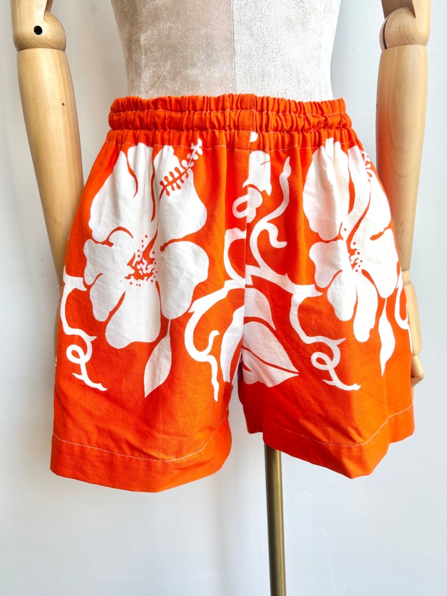 Flame Orange Hibiscus Town Shorts - Made X Hudson