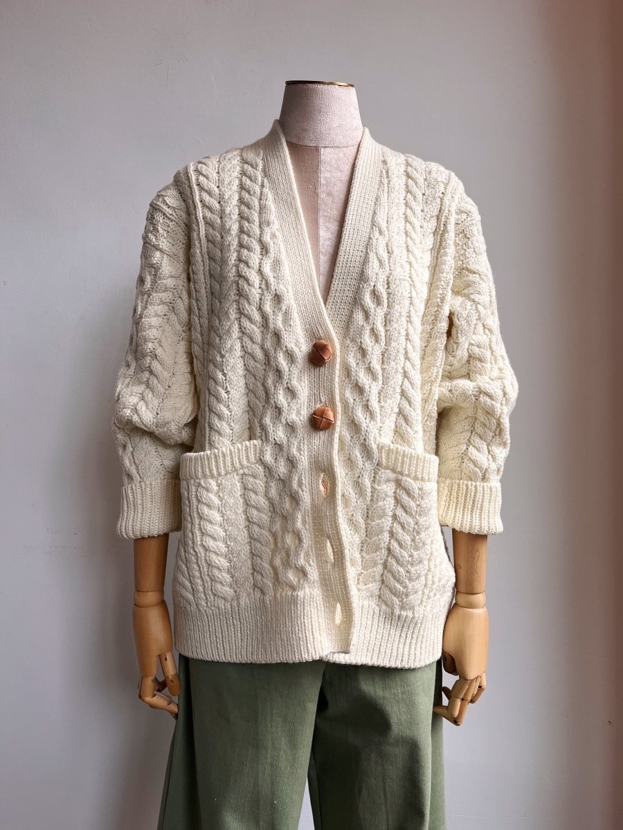 Aran Cardigan in Cream - Made X Hudson
