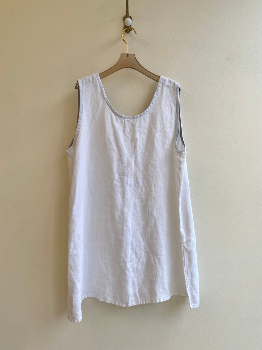 White Linen Long Tank Top - Made X Hudson