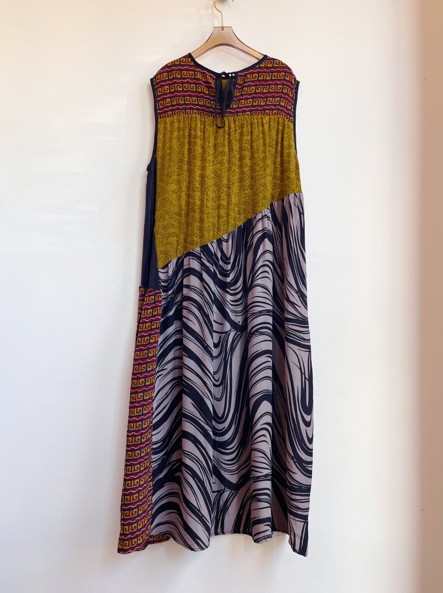 Anan Long Dress, Upcycled Silk in Colors Moss, Rust, Heather & Black - Made X Hudson