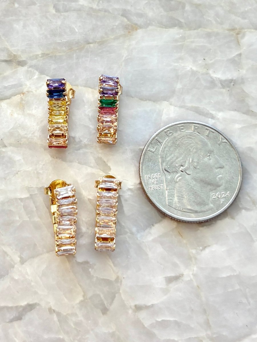 18k Gold Filled CZ Baguette Earrings - Made X Hudson