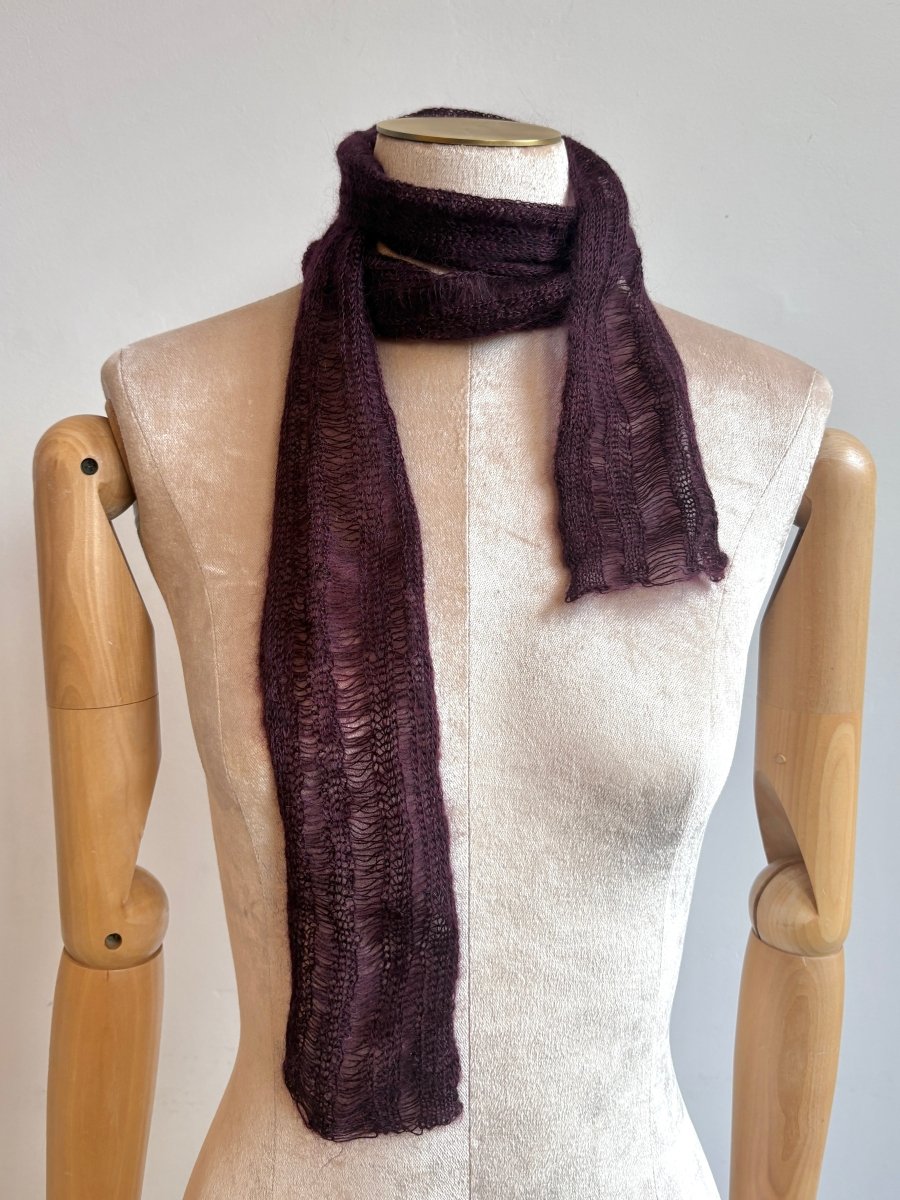 Wine | Mohair Skinny Scarf - Made X Hudson
