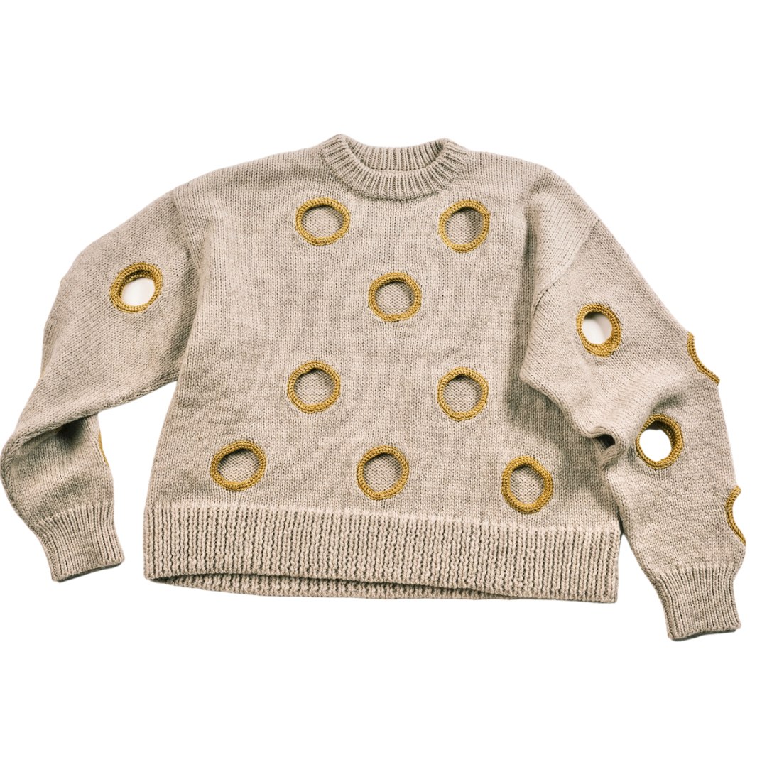 Brown & Orange Hole Knit Sweater