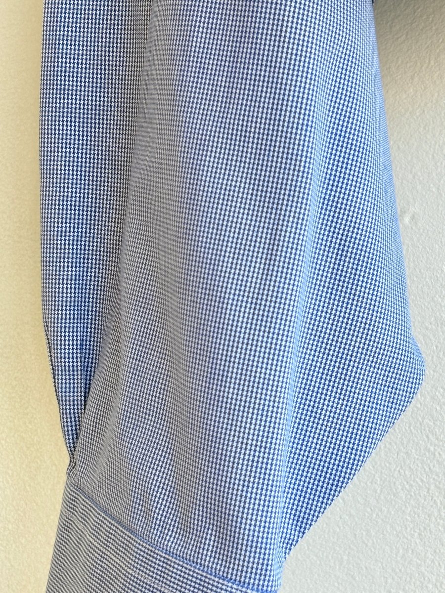 Blue & White Micro Houndstooth Annette Crop Top (Reworked) - Made X Hudson