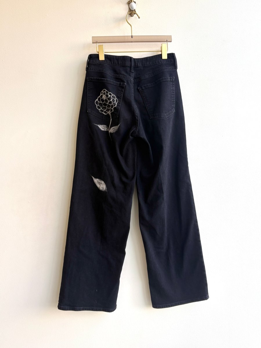 Black Denim Butterfly Bleach Painted Pants (Reworked) - Made X Hudson