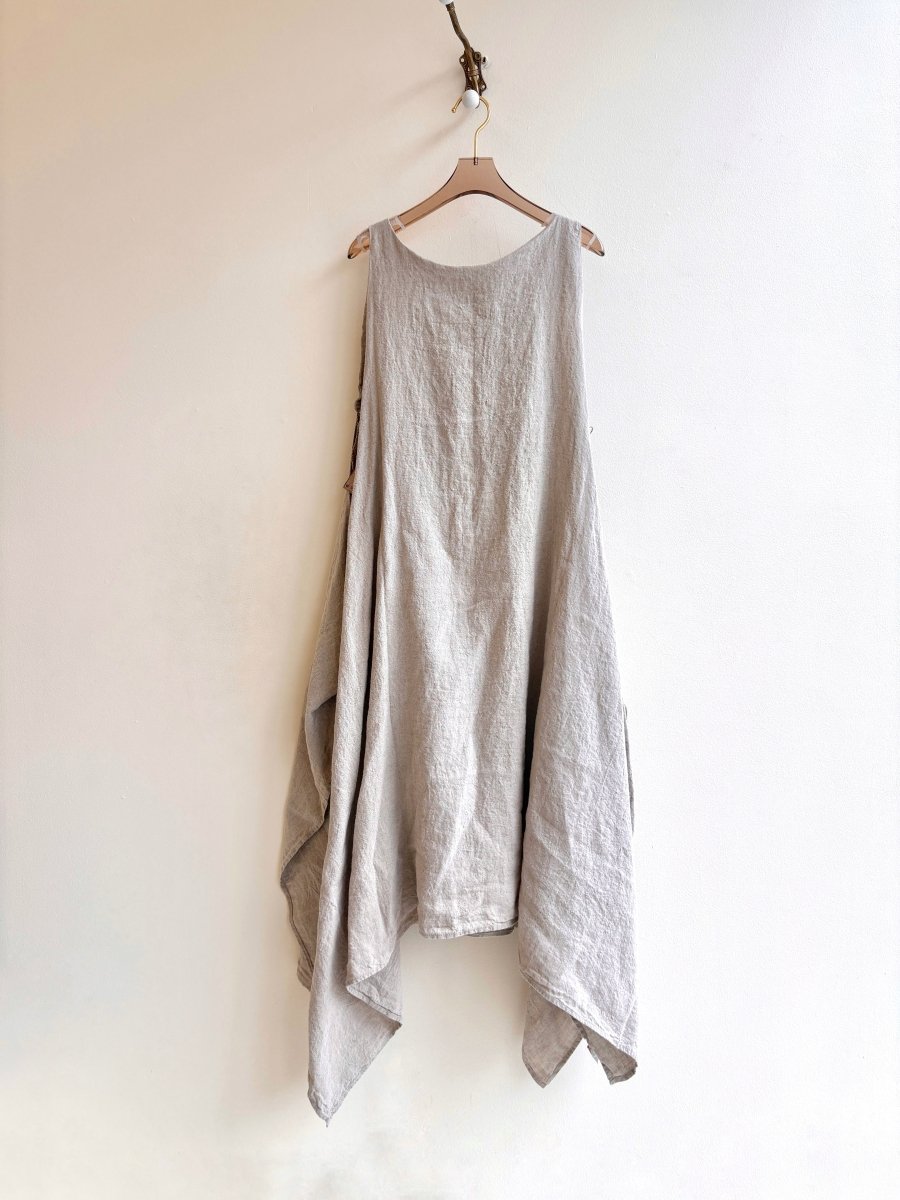 DF Wrap Dress Top in Natural Linen with Side Ties - Made X Hudson