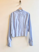 The Kevin Top | Soft Blue w/ White Buttons and Gathered Waist (Reworked) - Made X Hudson