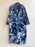 Vintage Hand Dyed Button Up Denim Trench Coat w/ Green Plaid Flannel Facings (Reworked) - Made X Hudson