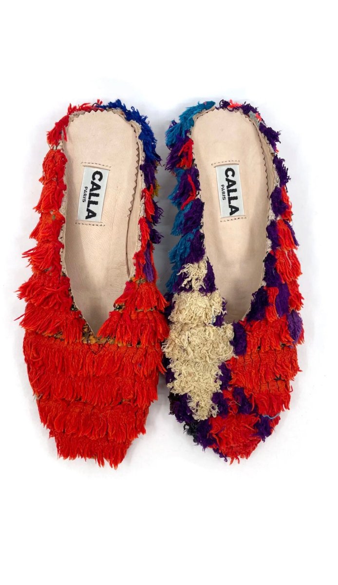 Aili Babouche “Leandra” Mules In Colors Red, Cream, Purple, Blue (Size 38) - Made X Hudson