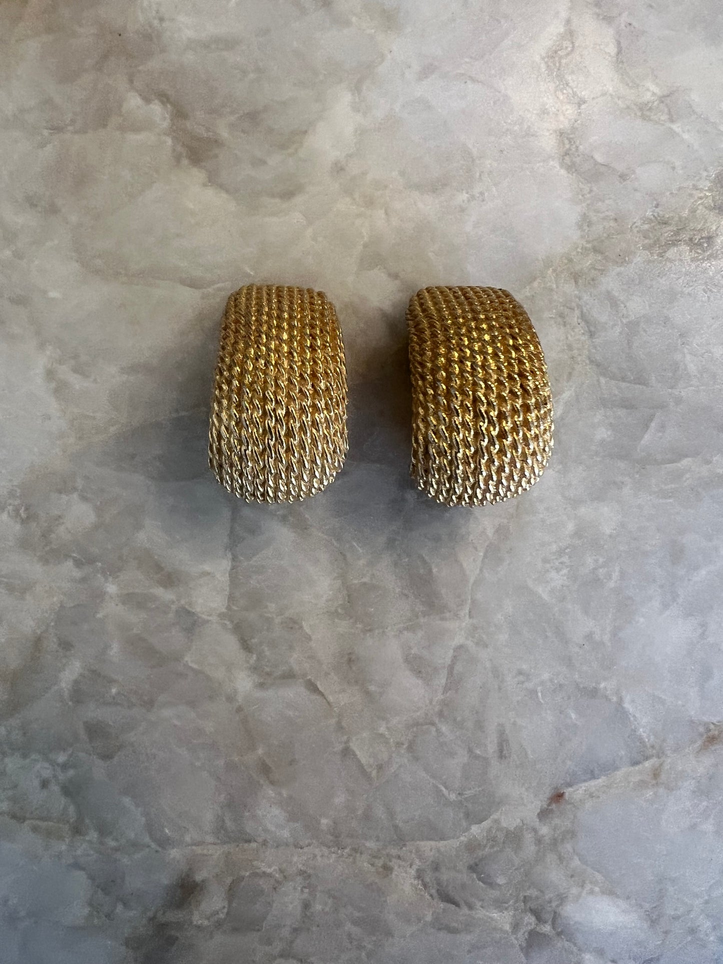 Cascading Braided Gold Tone Clip On Earrings (Vintage)