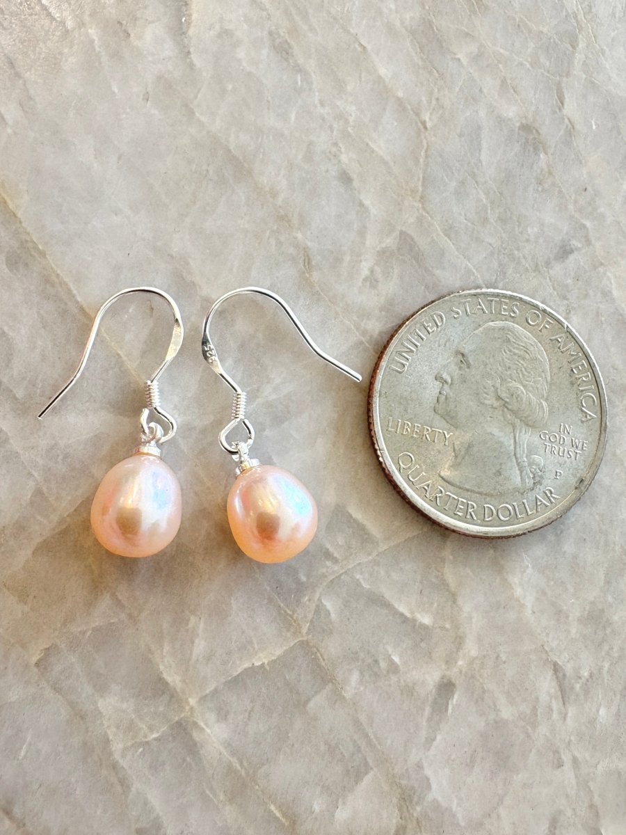 Pale Pink Pearl Dangler Sterling Silver Earrings - Made X Hudson