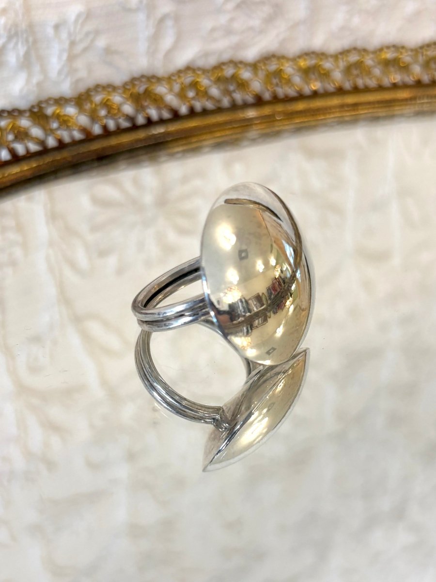 Button Mirrored Sterling Silver Ring - Made X Hudson