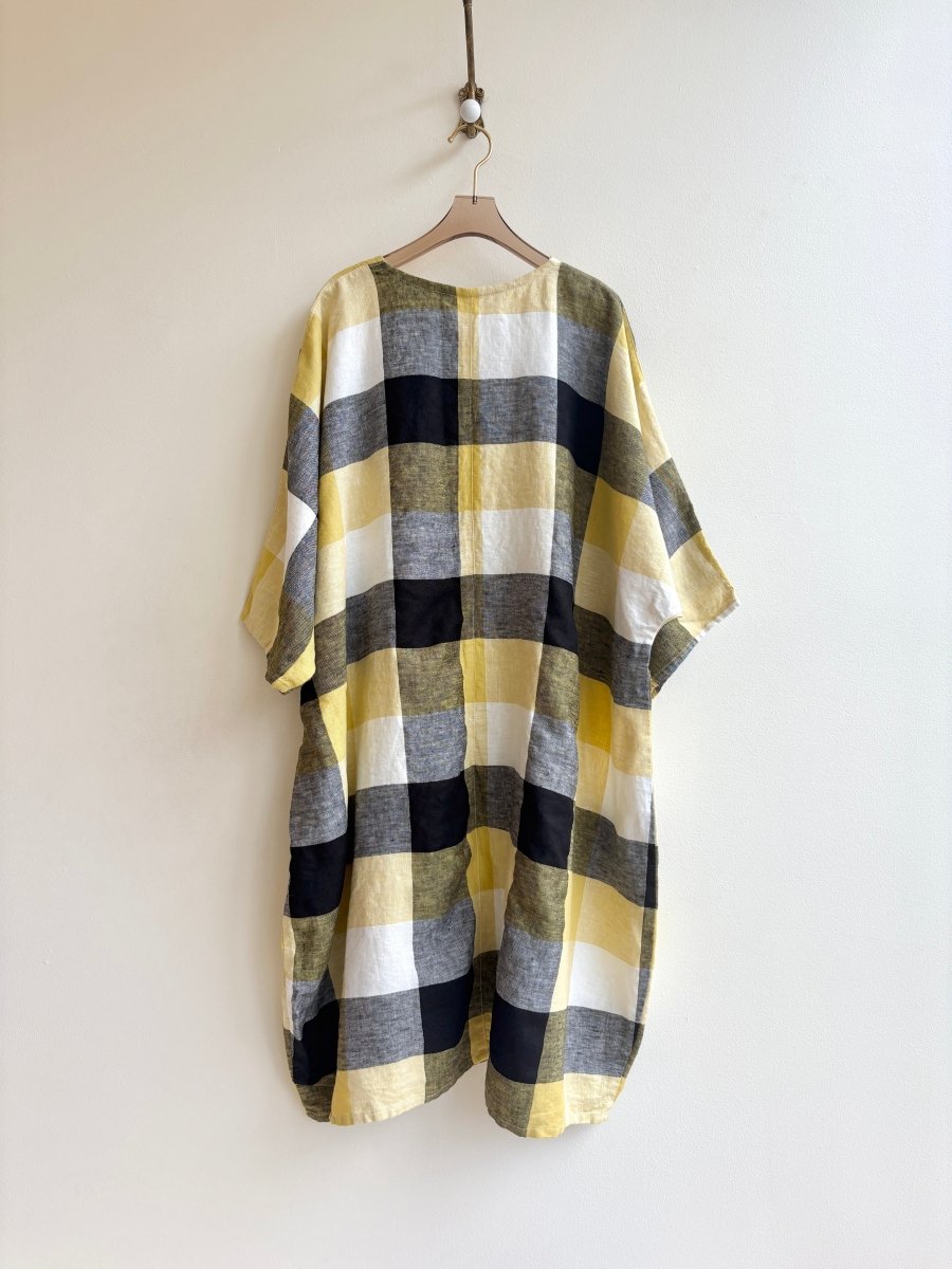 Black & Yellow Big Checkered Gallery Dress - Made X Hudson