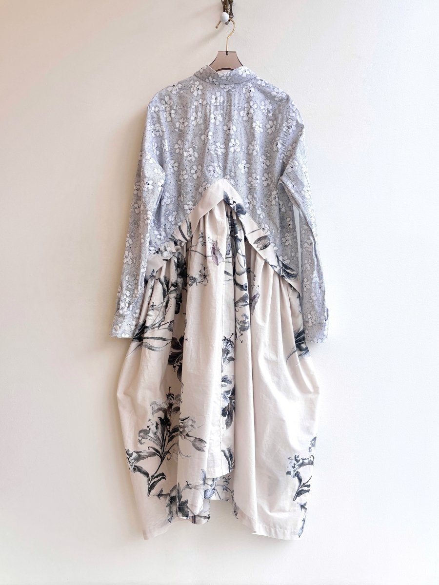 V - Line Shirtwaist Dress in Black & Cream Tropical and Black & White Floral (Reworked) - Made X Hudson