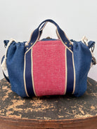 Mini Cross - Body Duffel Bag in Dark Denim and Woven Red w/ Navy Webbing - Made X Hudson