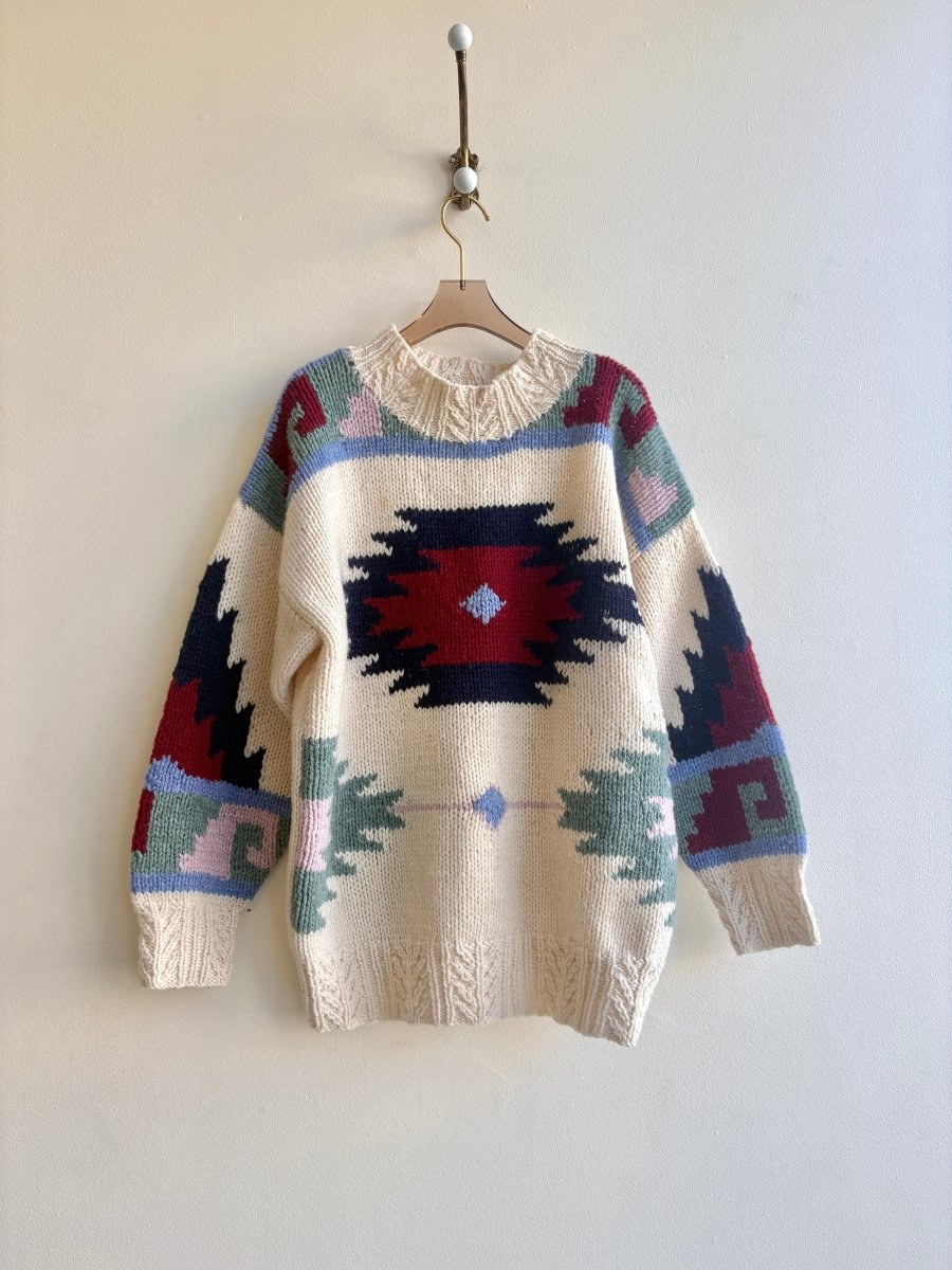 Susann D | Wool Maroon, Navy, Cream, Blue Sweater (Vintage) - Made X Hudson