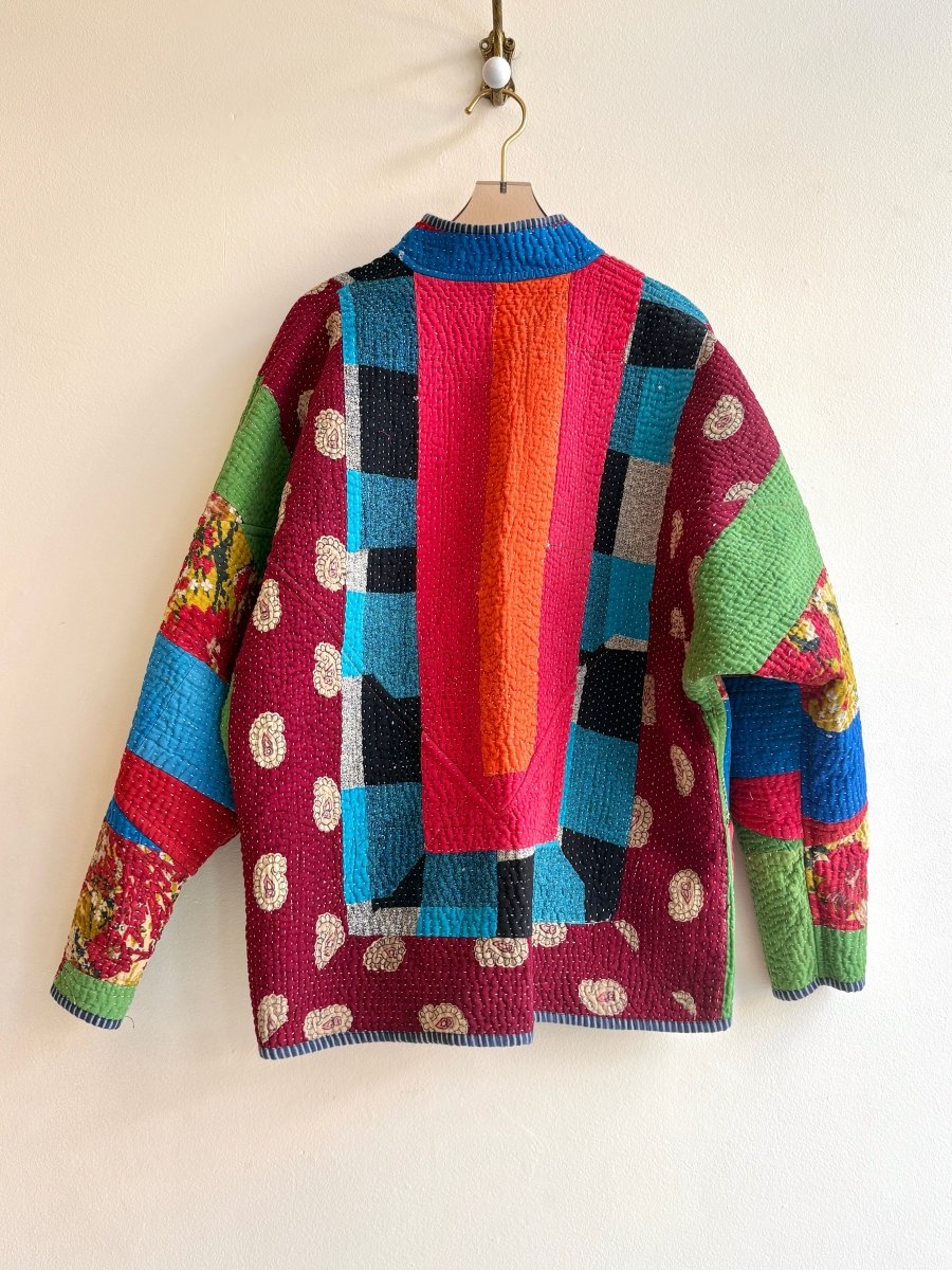 Reversible Ladhiya Quilted Jacket in Colors Green, Brown, Tan Plaid & Green, Red, Blue, Black - Made X Hudson