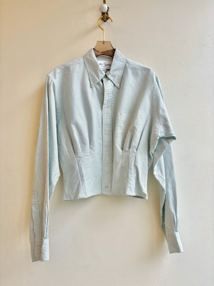 The Kevin Top | Sage Stripes w/ Gathered Waist (Reworked) - Made X Hudson