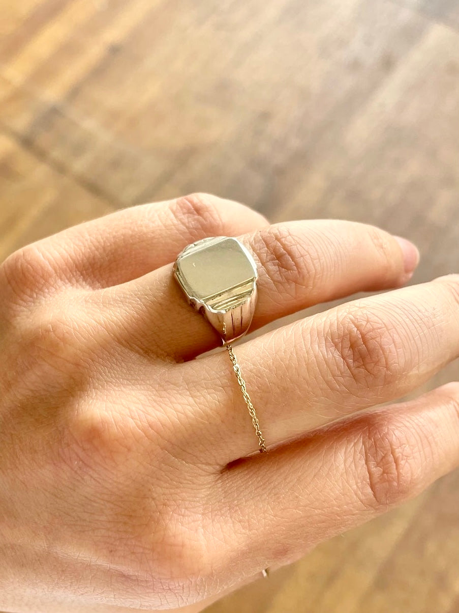 Solid Silver Square Signet Ring - Matte Polish