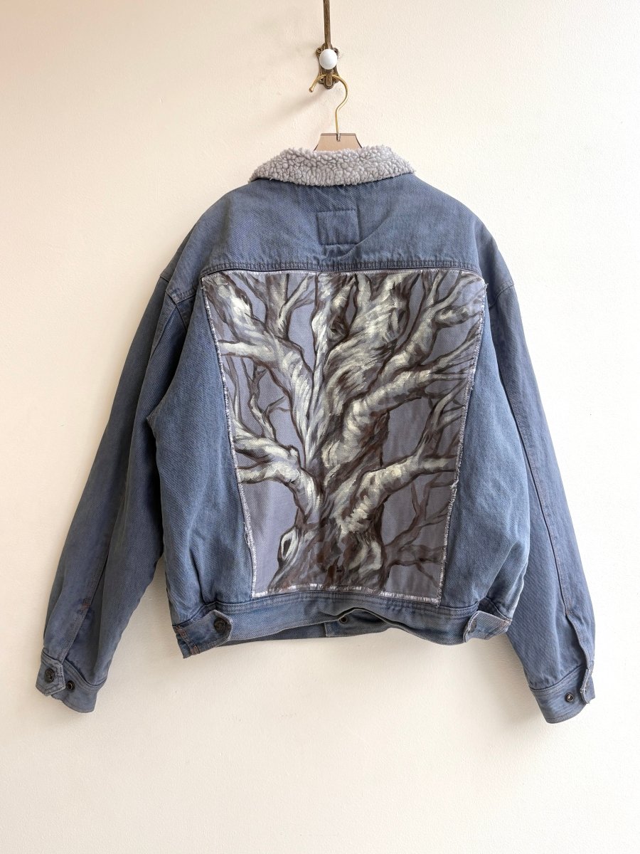 Sycamore Denim Jacket with Sherpa Lining | Hand Painted (Reworked) - Made X Hudson