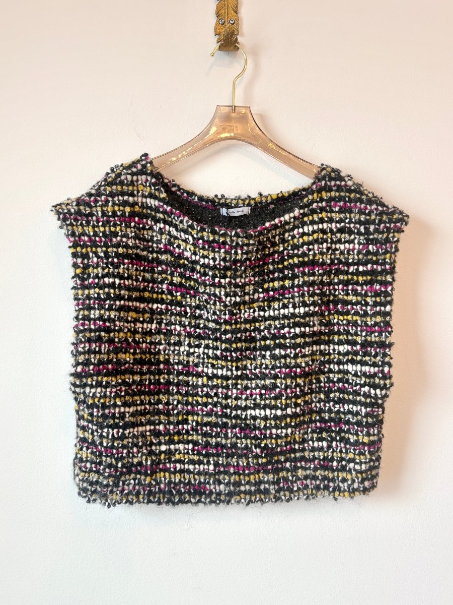 Black, Yellow, and Magenta Woven Boxy Top - Made X Hudson