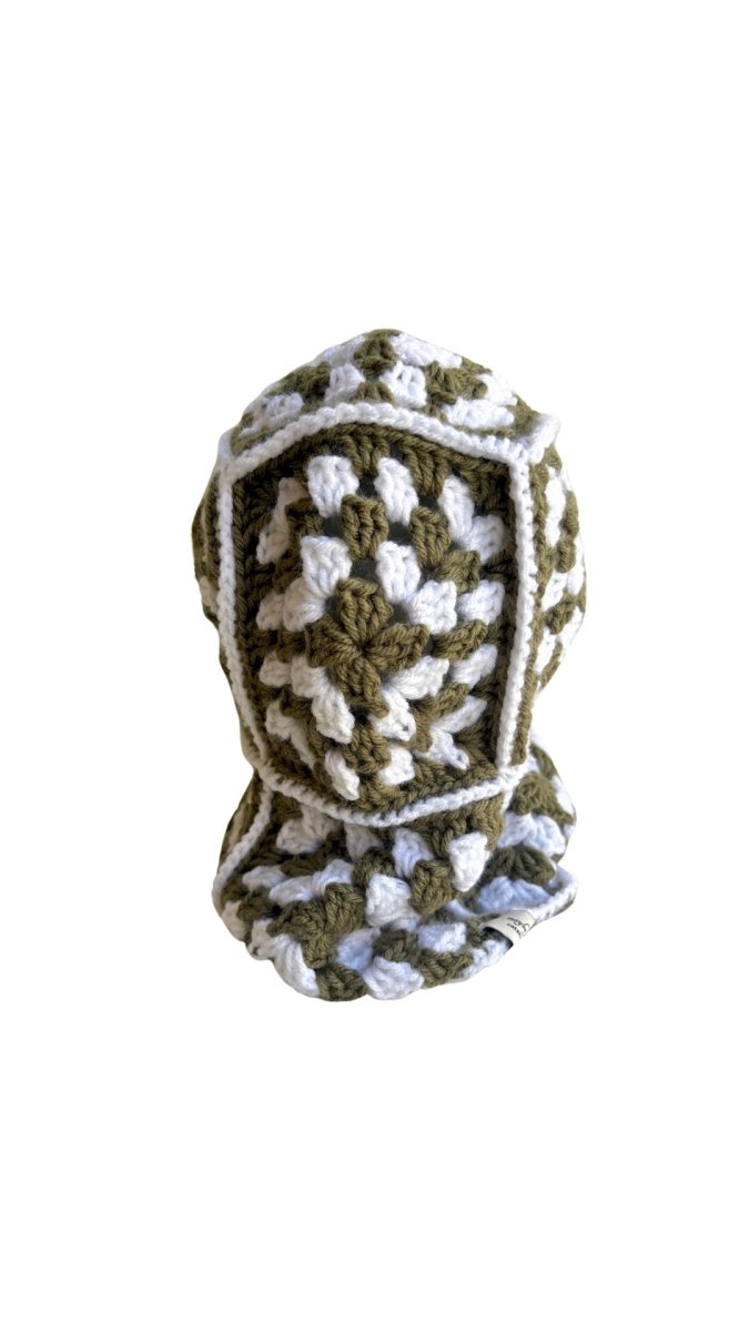 Olive and White Hand Crochet Balaclava - Made X Hudson