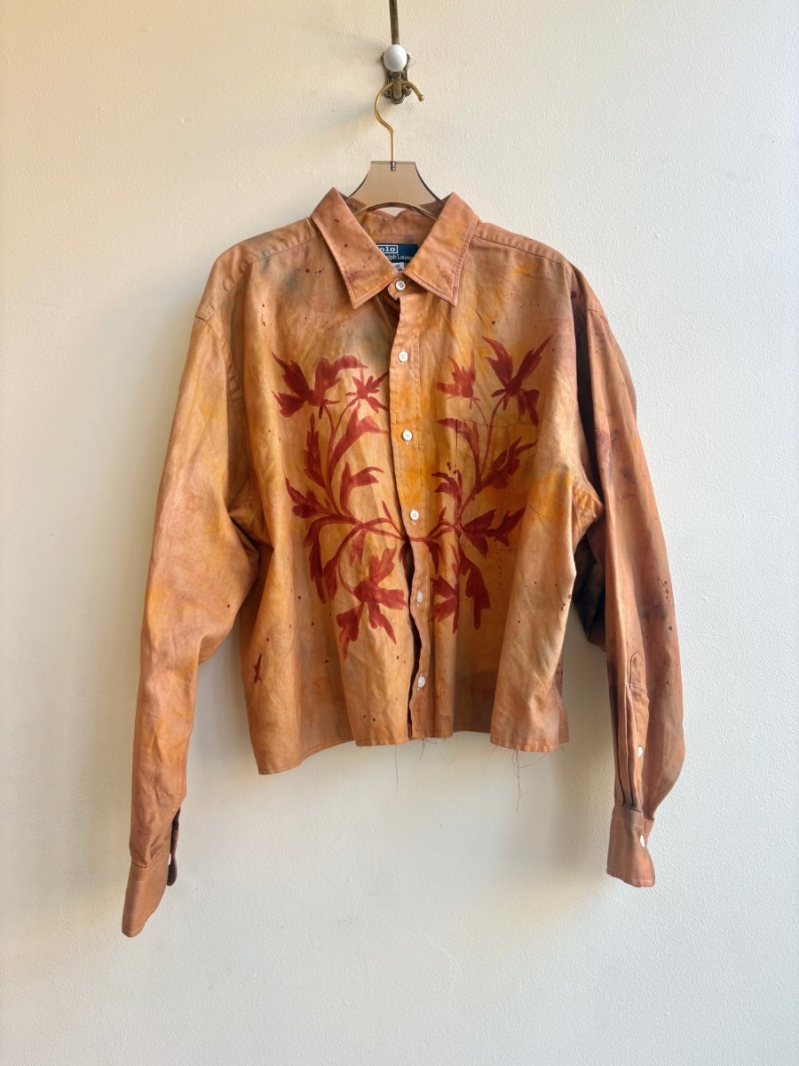 Brick Red Salt Jug on Orange Spice Crop Button-Up | Hand Painted (Reworked) - Made X Hudson