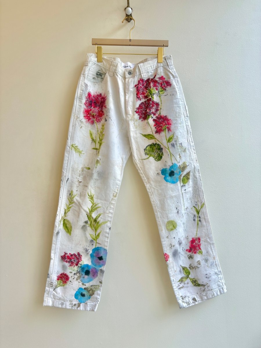 "Kismet" Floral Printed Painter Pants | Hand Painted (Reworked) - Made X Hudson