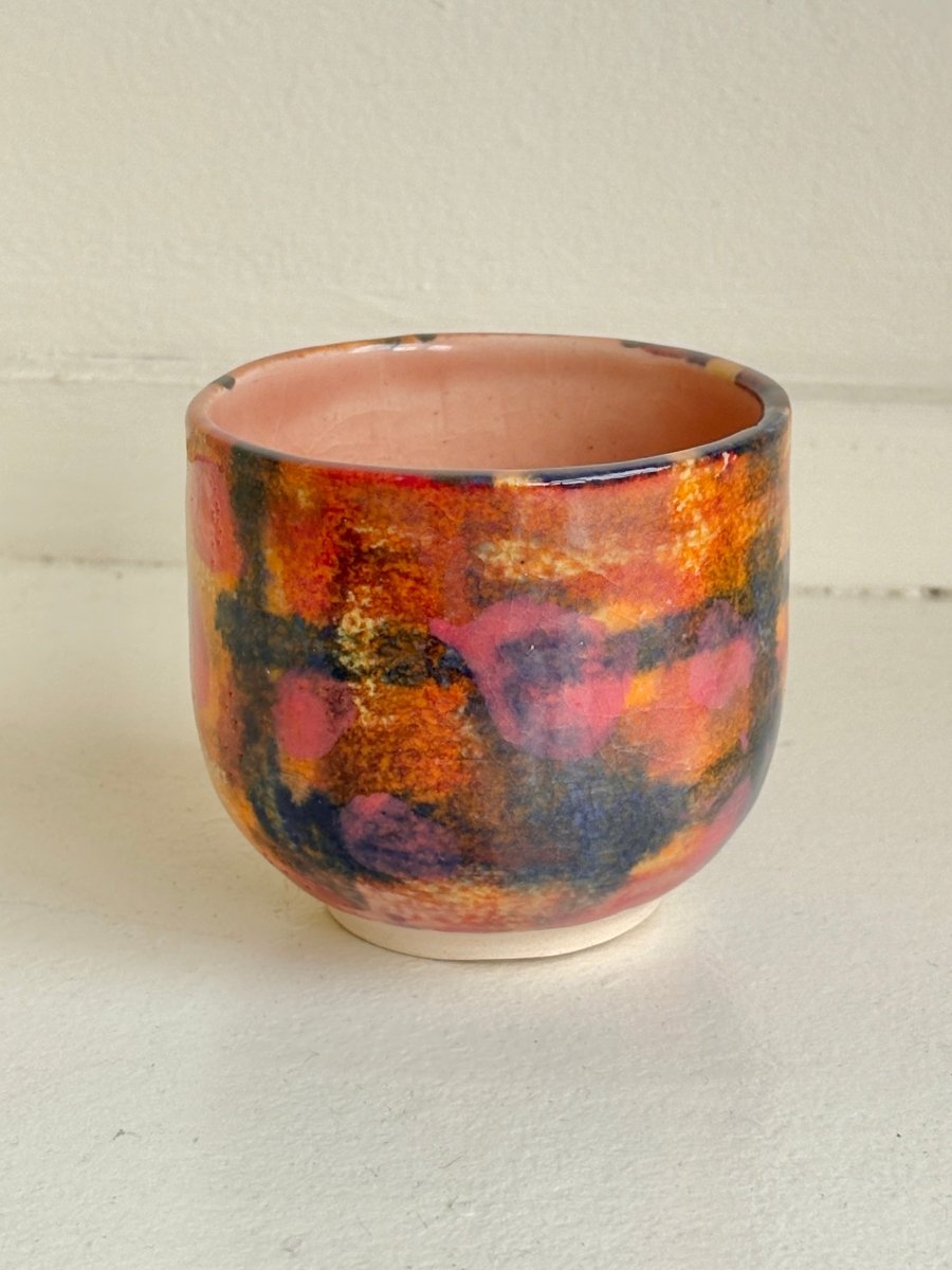 Orange, Pink, & Navy Glazed Interior Decorative Vase - Made X Hudson