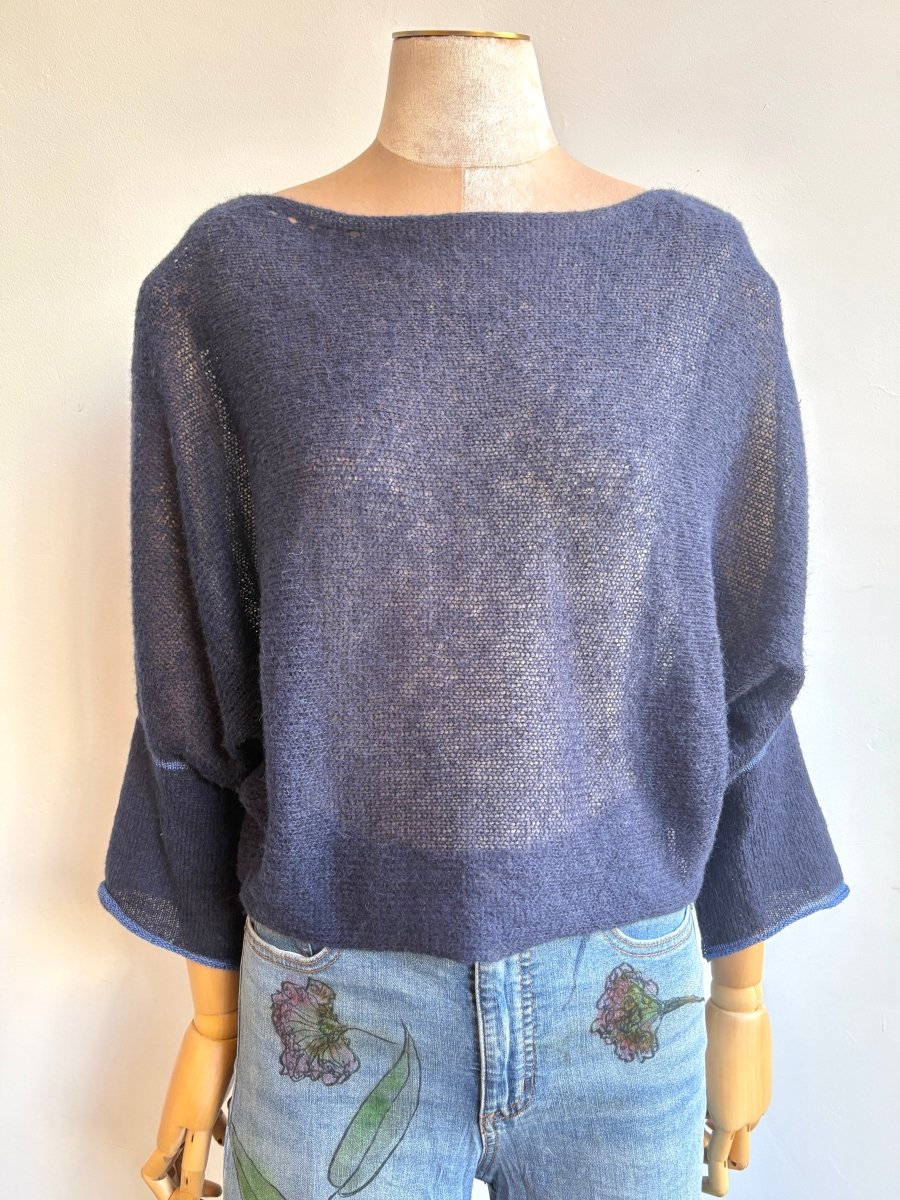 Navy | Batwing Alpaca Silk Sweater - Made X Hudson