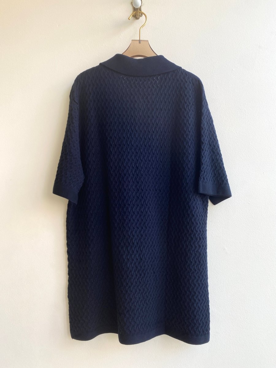 Navy Koa Textured Pointelle Polo - Made X Hudson