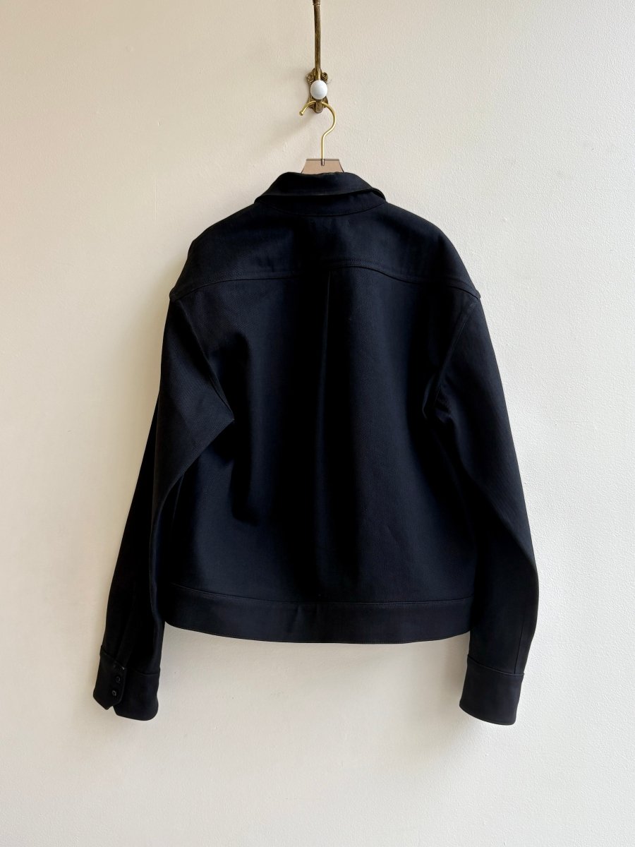 Black Cotton Canvas Zip - Up Leisure Jacket - Made X Hudson