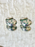 Nautilus Silver Tsavorite Garnets and 18k Gold Rim Earrings - Made X Hudson