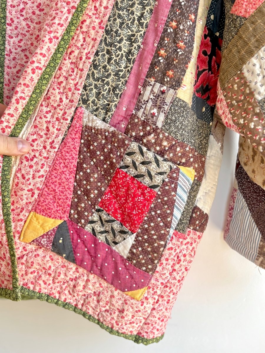 Burgundy, Pink & Blue Heirloom Quilt Coat - Made X Hudson