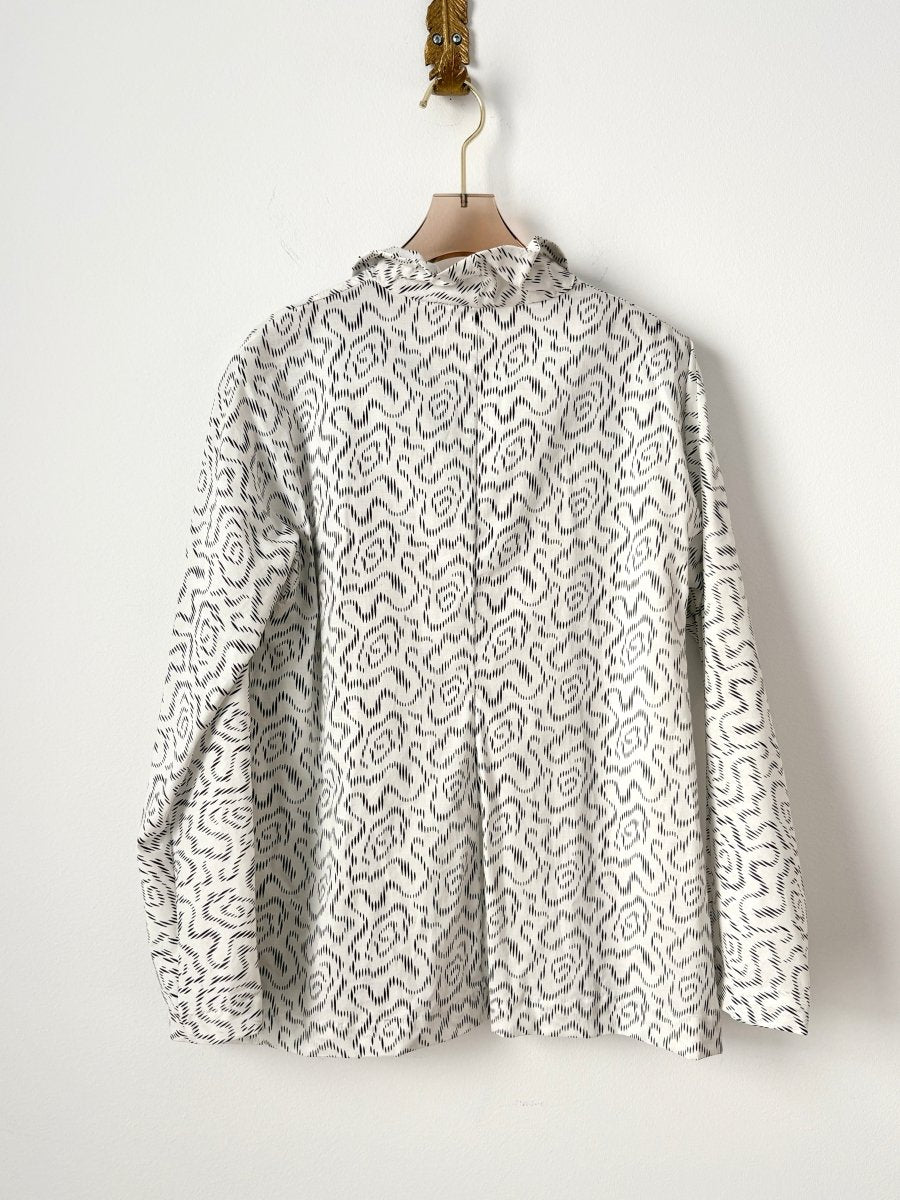 Ulrike Blouse in White Ink Swirl Print - Made X Hudson